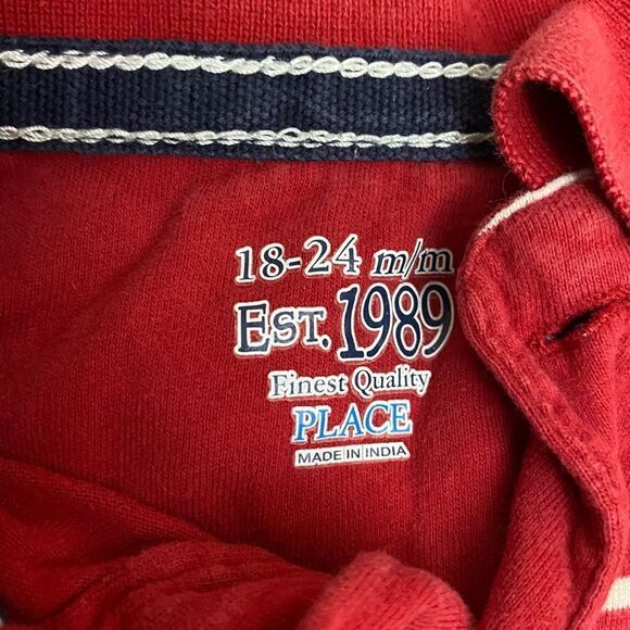 THE CHILDREN'S PLACE | 3/$15 Baby Boy's Red Striped Long Sleeve Polo - Picture 3 of 3